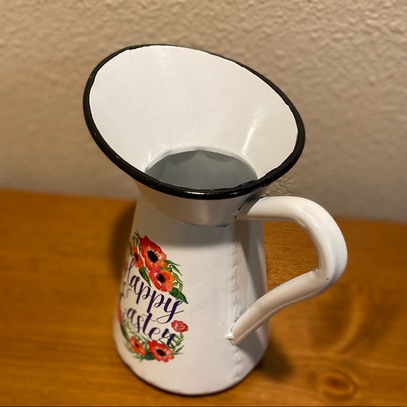 Easter Pitcher, Happy Easter Metal Pitcher With A Floral Wreath Design, Easter - Picture 15 of 16